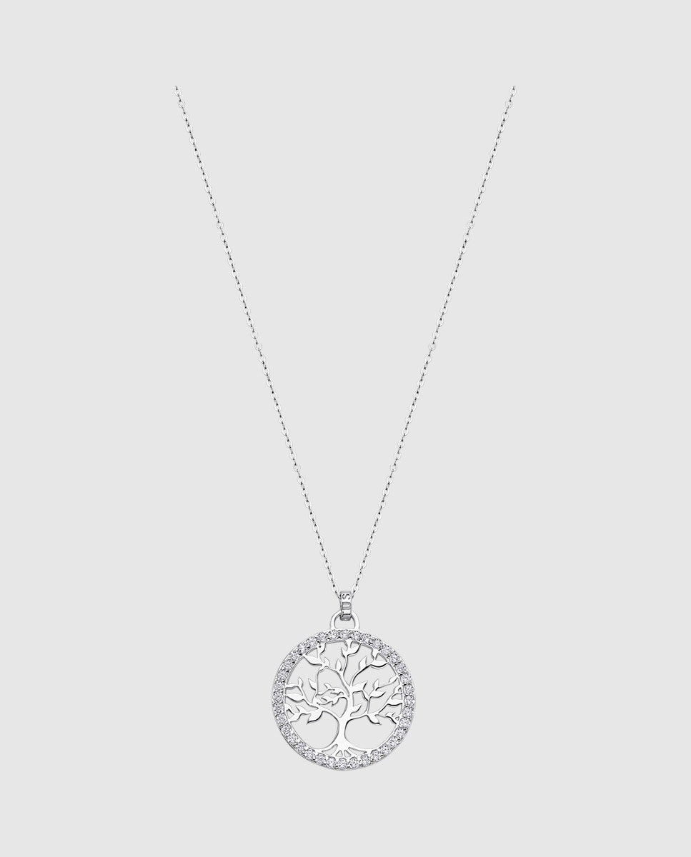 Colar Lotus Silver Lp1746-1/1 Tree Of Life de Prata com Acabamento Brilhante e Zirconita Prateado-1