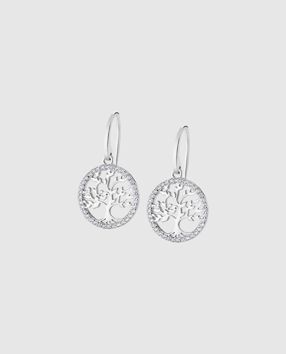 Brincos Lotus Silver Lp1746-4/1 Tree Of Life de Prata com Acabamento Brilhante e Zircônias Prata brilhante / Transparente-1