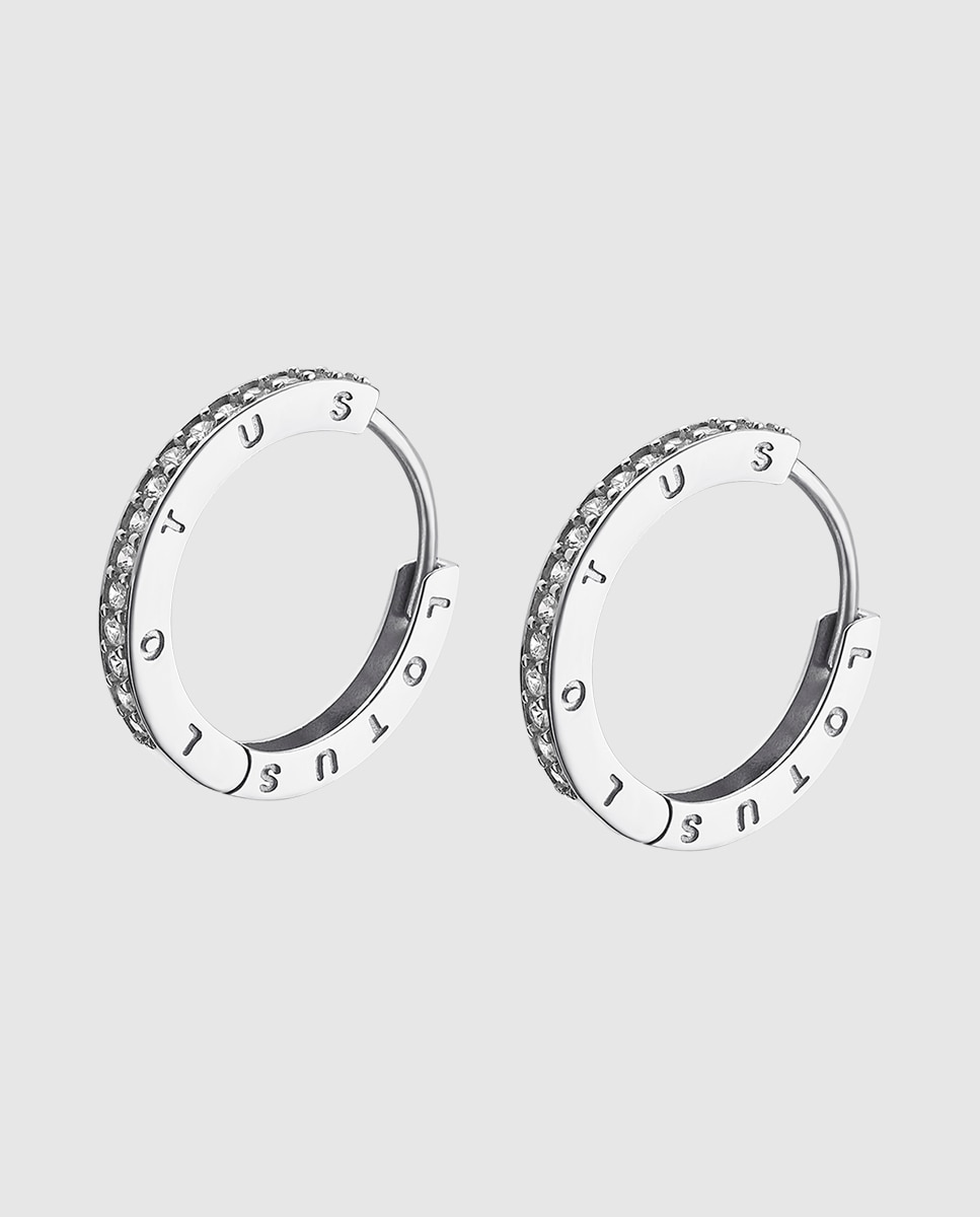 Brincos Lotus Silver Lp1888-4/1 Hoops de Prata com Acabamento Brilhante e Zirconita Prateado-1