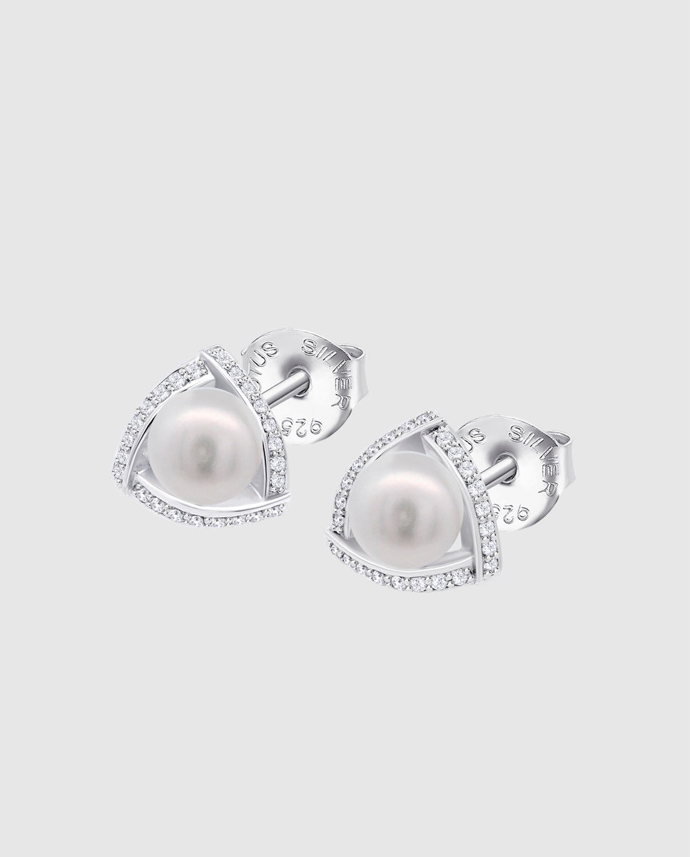 Brincos Lotus Silver Lp1928-4/1 Pearls de Prata com Acabamento Brilhante e Zirconita Prateado-1