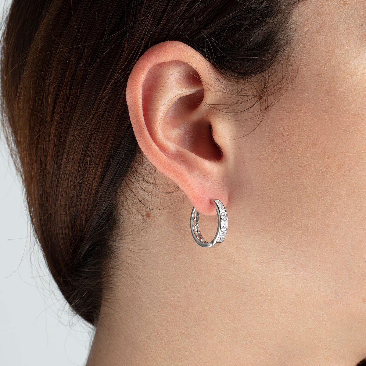 Brincos Lotus Silver Lp1936-4/1 Hoops de Prata com Acabamento Brilhante e Zircônias Branco-2