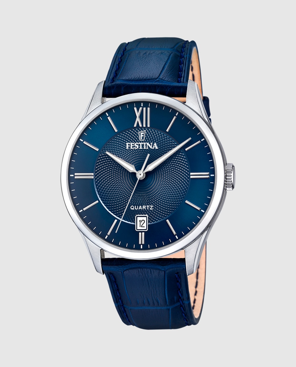 Relógio F20426/2 Aço Clássico de Pele em Azul Azul-1