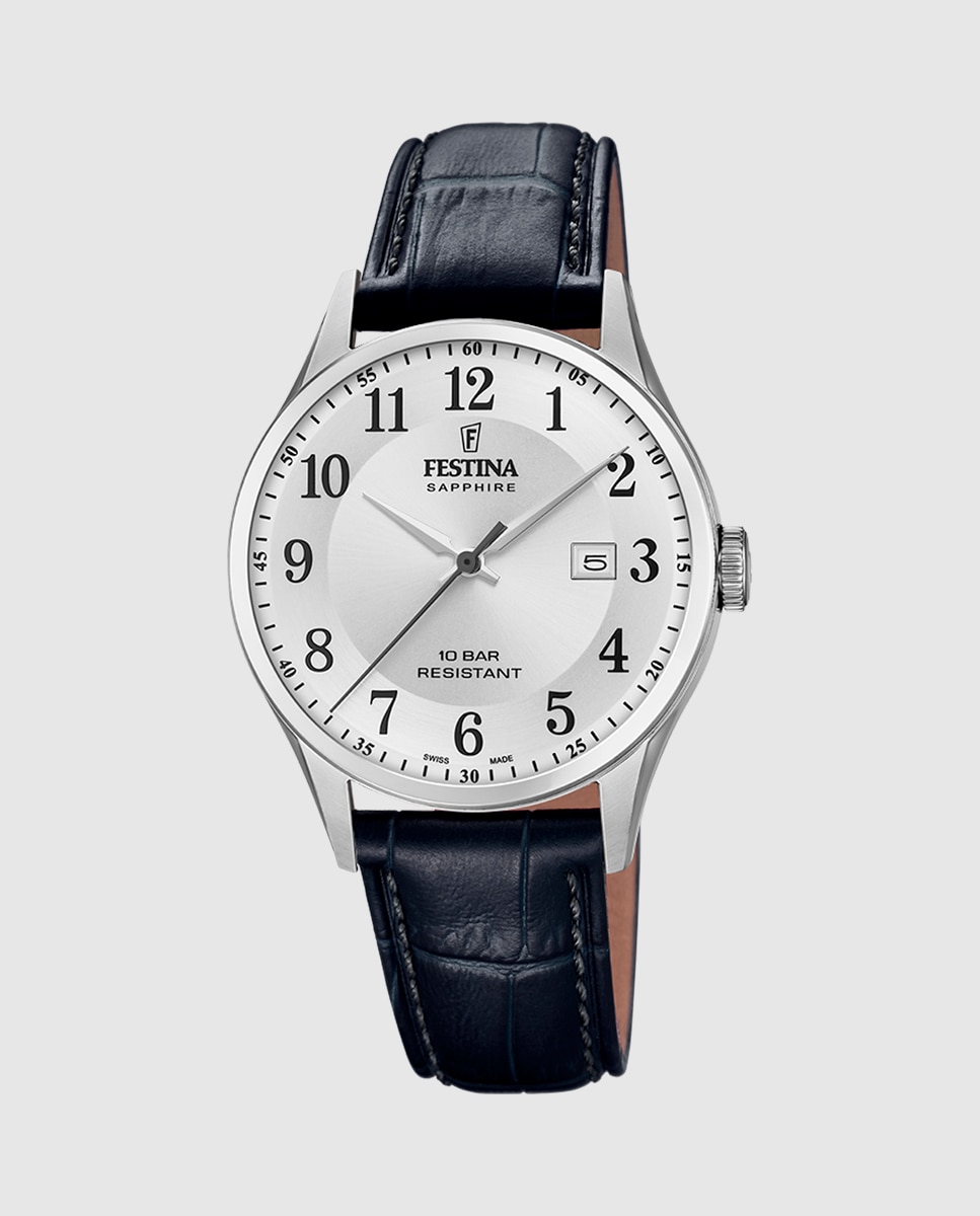 Relógio F20007/1 Swiss Made de Pele em Preto Preto-1