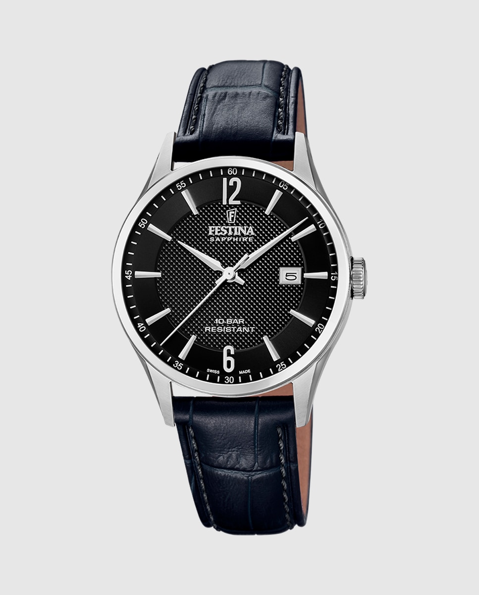 Relógio F20007/4 Swiss Made de Pele em Preto Preto-1