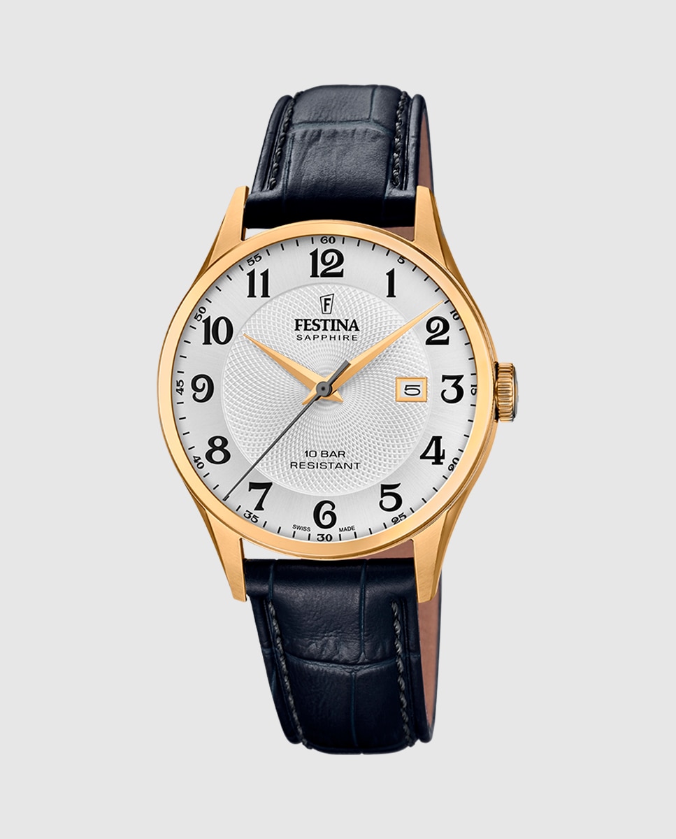 Relógio F20010/1 Swiss Made de Pele em Preto Preto-1