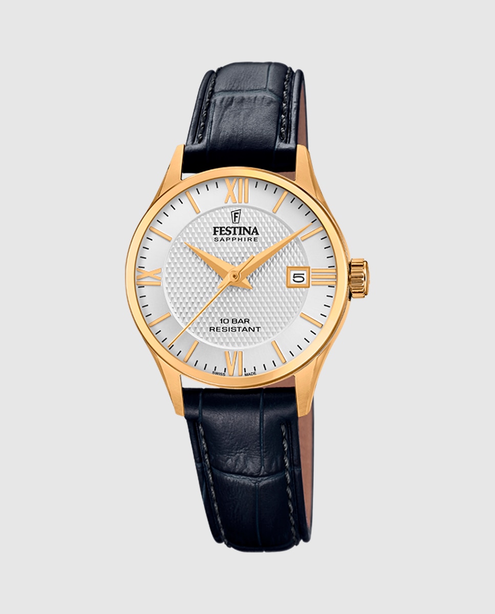 Relógio F20011/1 Swiss Made de Pele em Preto Preto-1