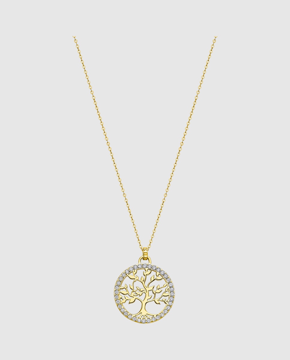 Colar Lotus Silver Lp1746-1/2 Tree Of Life de Prata com Acabamento Brilhante e Zirconita Ouro / Prata-1