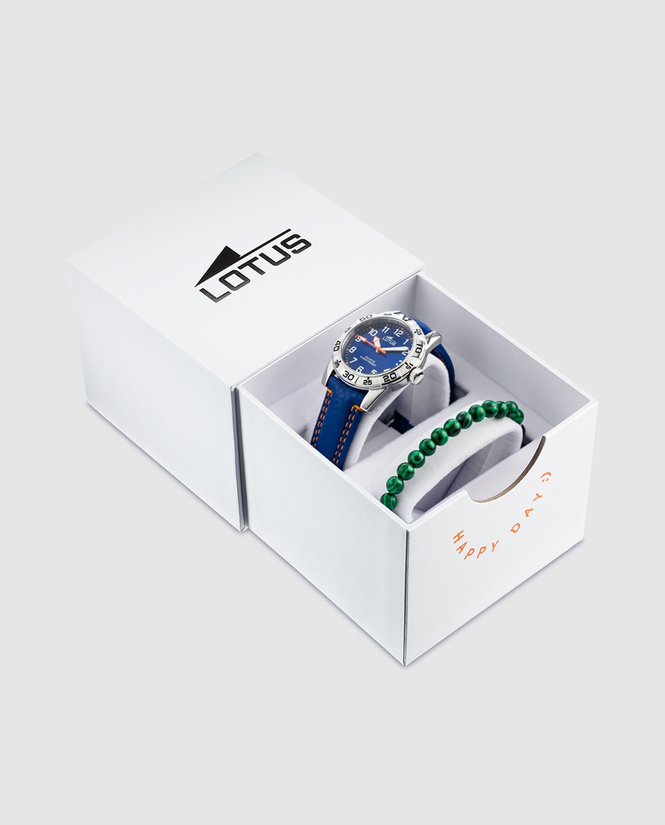 Relógio Infantil 18665/2 Junior Collection de Pele Azul com Pulseira de Oferta Azul / Branco-1