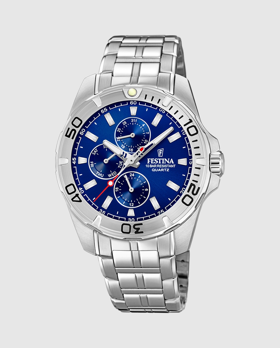 Relógio F20445/2 Multifunções de Aço Prateado Prata-1