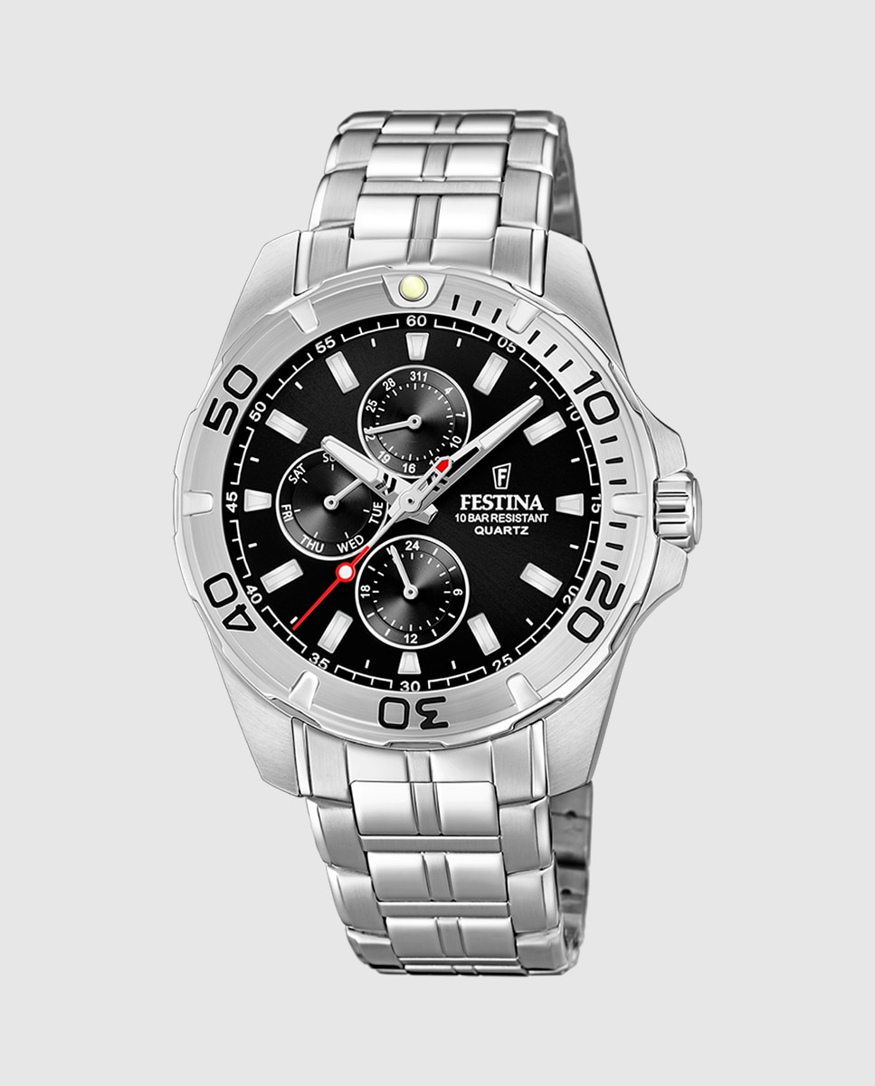 Relógio F20445/3 Multifunções de Aço Prateado Prata-1