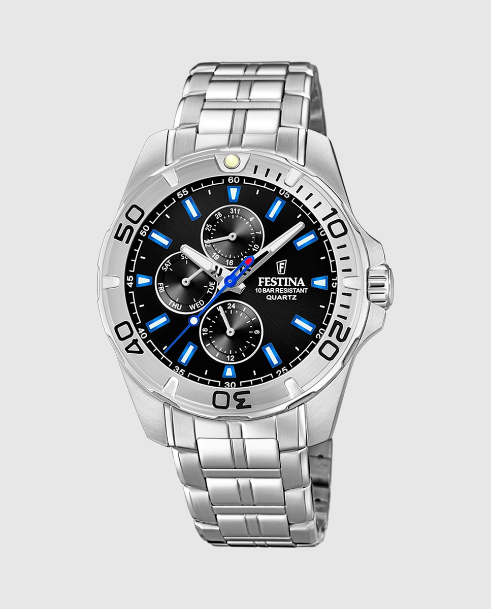 Relógio F20445/6 Multifunções de Aço Prateado Prata-1