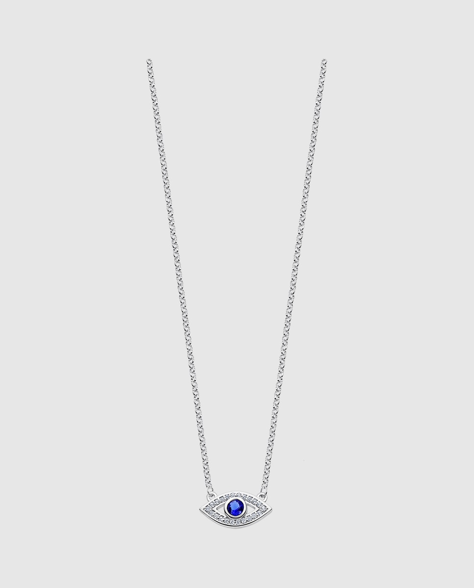 Colar Lotus Silver Lp1971-1/1 Mystic de Prata com Acabamento Brilhante e Zirconita Azul / Branco-1