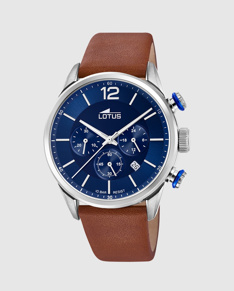 Relógio 18689/1 Chrono de Pele em Castanho Castanho-1