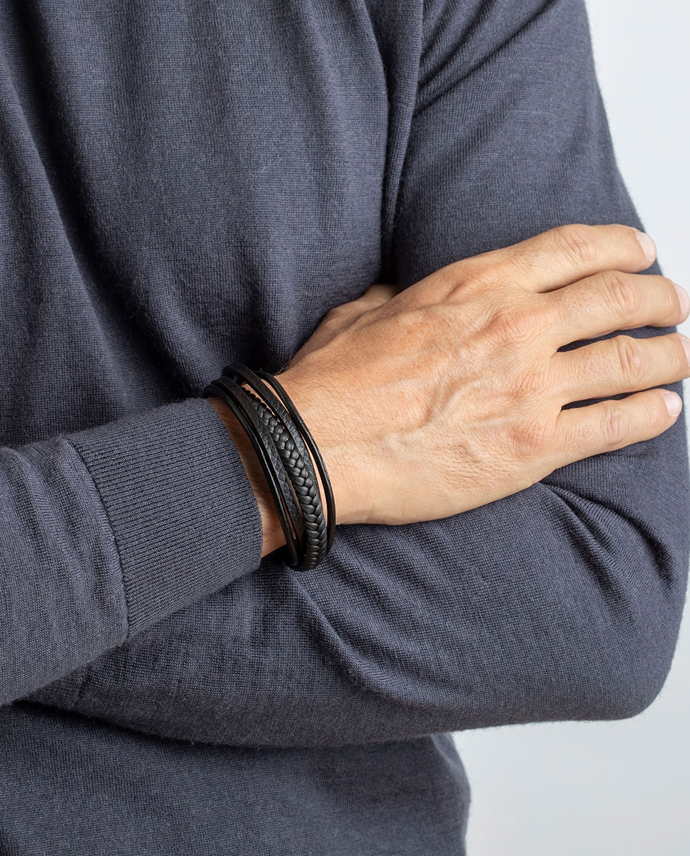 Pulseira Lotus Style Ls2051-2/3 Urban Man de Couro com Acabamento Mate Preto-2