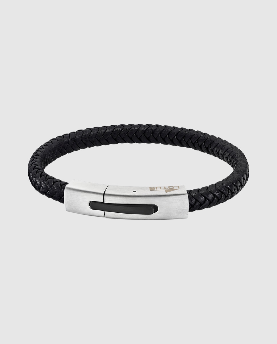 Pulseira Lotus Style Ls2055-2/1 Urban Man de Couro com Acabamento Mate Preto / Prata-1