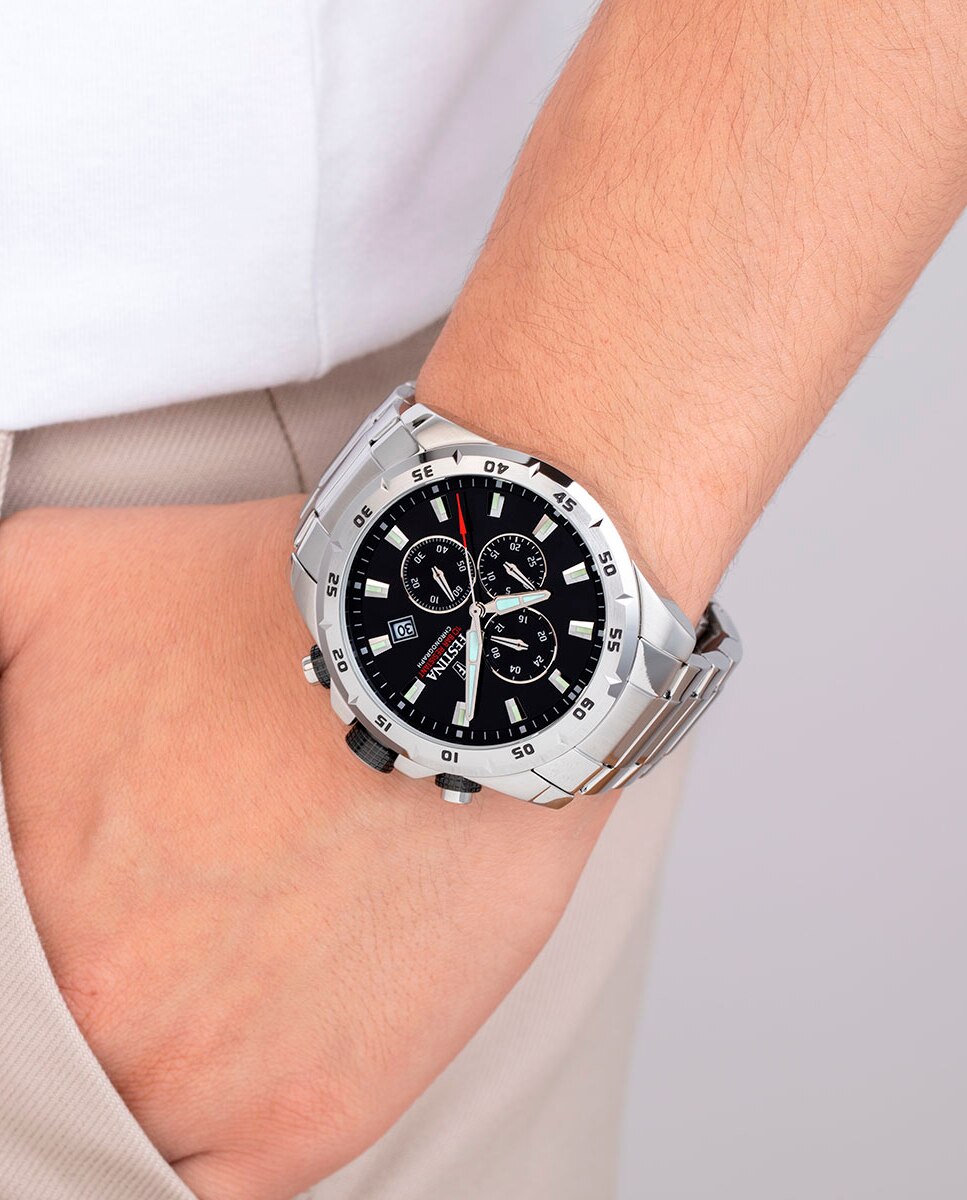 Relógio F20463/4 Chrono Sport de Aço Prateado Prata-4