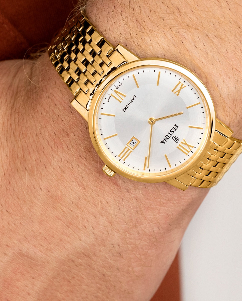 Relógio F20020/1 Swiss Made de Aço Dourado Ouro-3