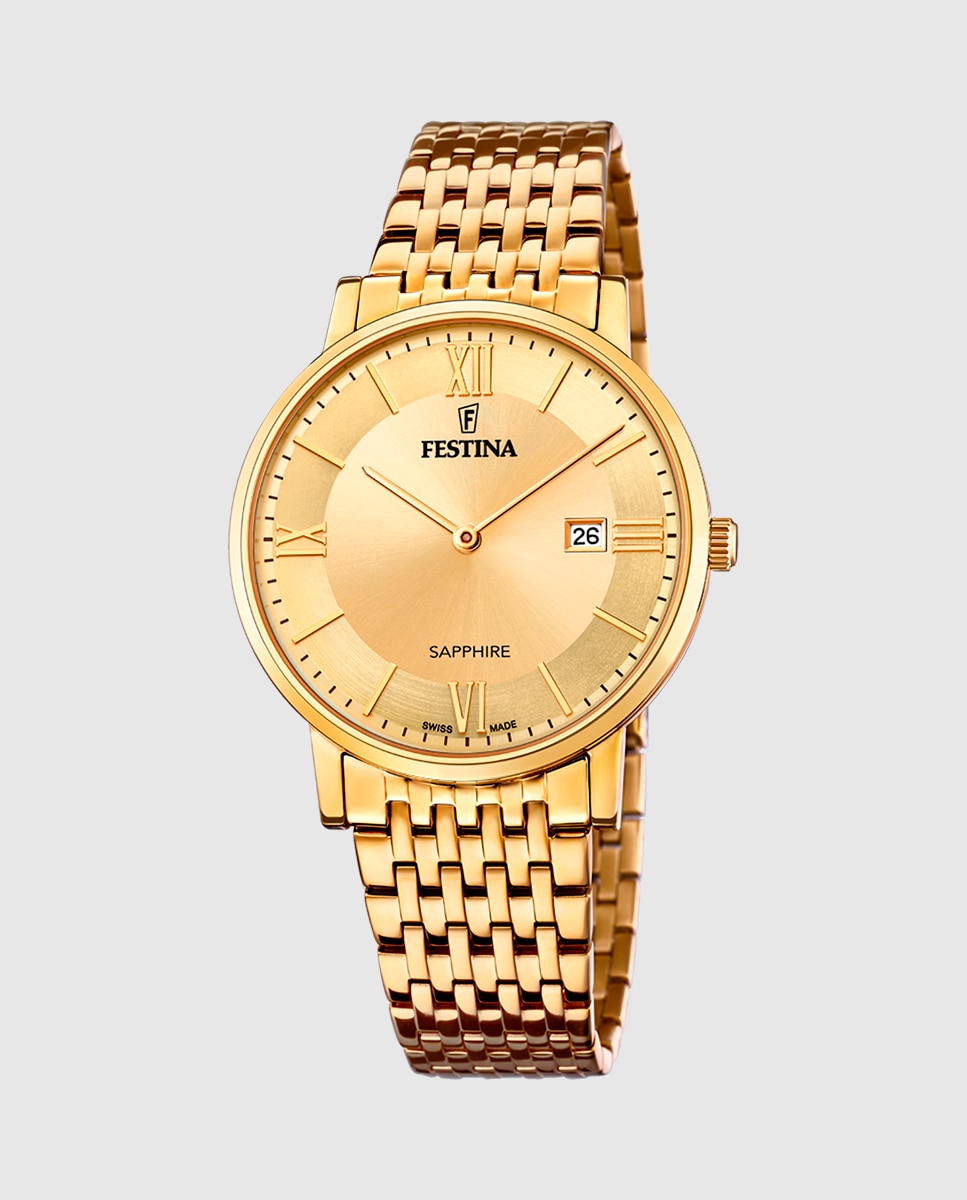 Relógio F20020/2 Swiss Made de Aço em Dourado Ouro-1