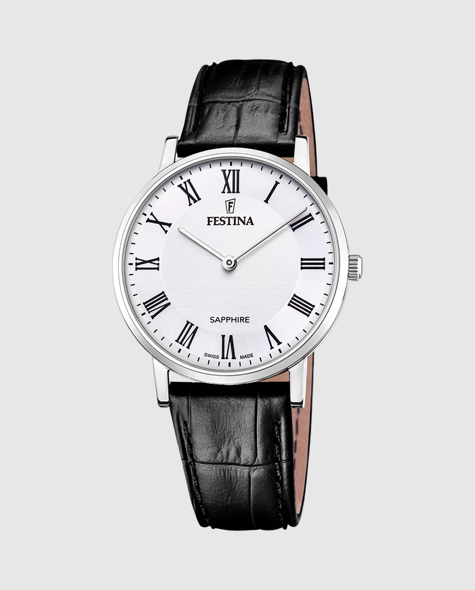 Relógio F20012/2 Swiss Made de Pele em Preto Preto-1