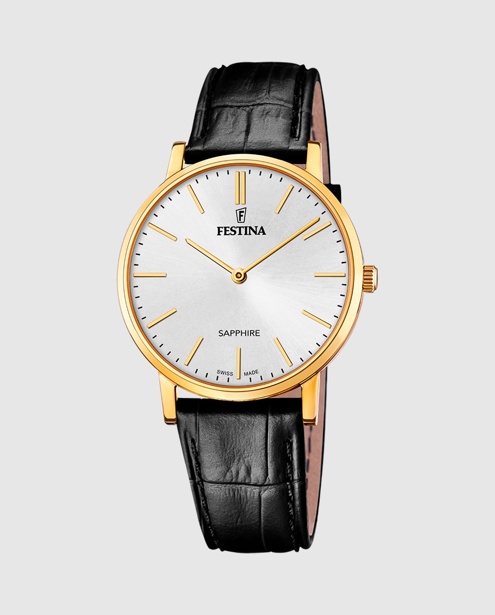 Relógio F20016/1 Swiss Made de Pele em Preto Preto-1