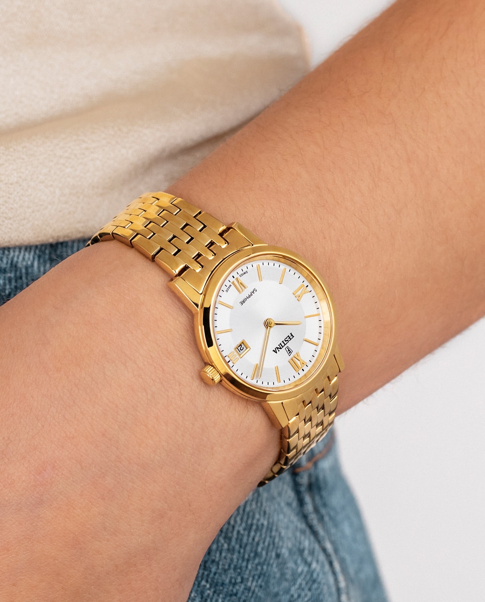 Relógio F20021/1 Swiss Made de Aço Dourado Ouro-3