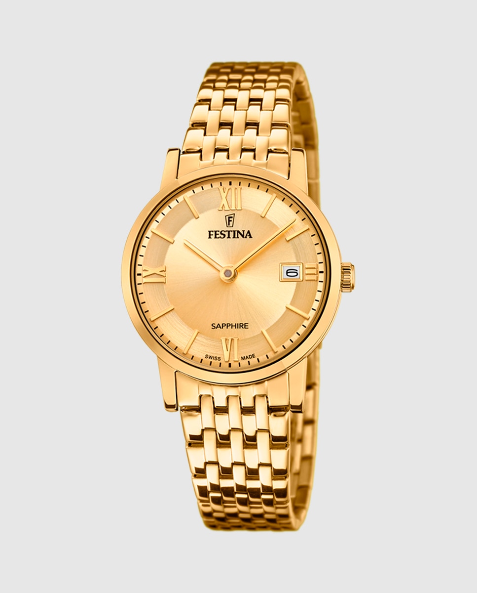 Relógio F20021/2 Swiss Made de Aço Dourado Ouro-1