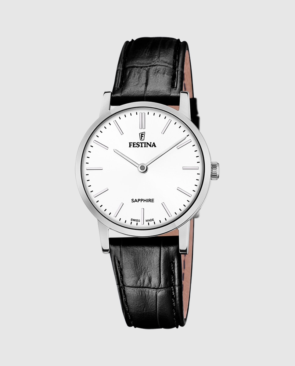 Relógio F20013/1 Swiss Made de Pele em Preto Preto-1