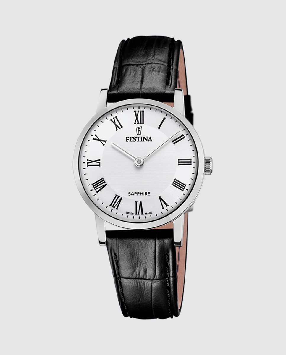 Relógio F20013/2 Swiss Made de Pele em Preto Preto-1