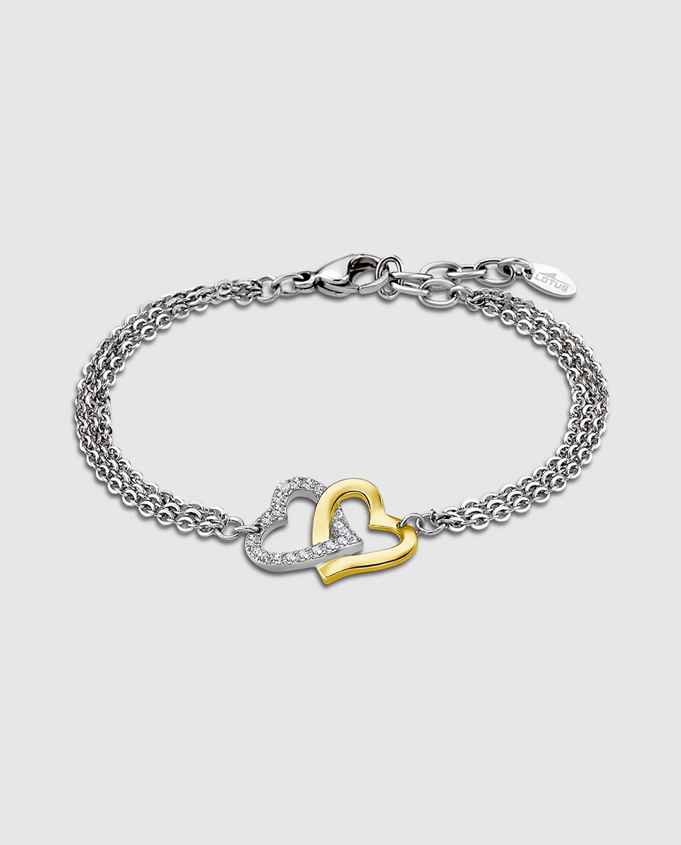 Pulseira de Corrente Lotus Style Ls2117-2 1 Woman's Heart de Aço Inoxidável com Acabamento Brilhante Prateado-1