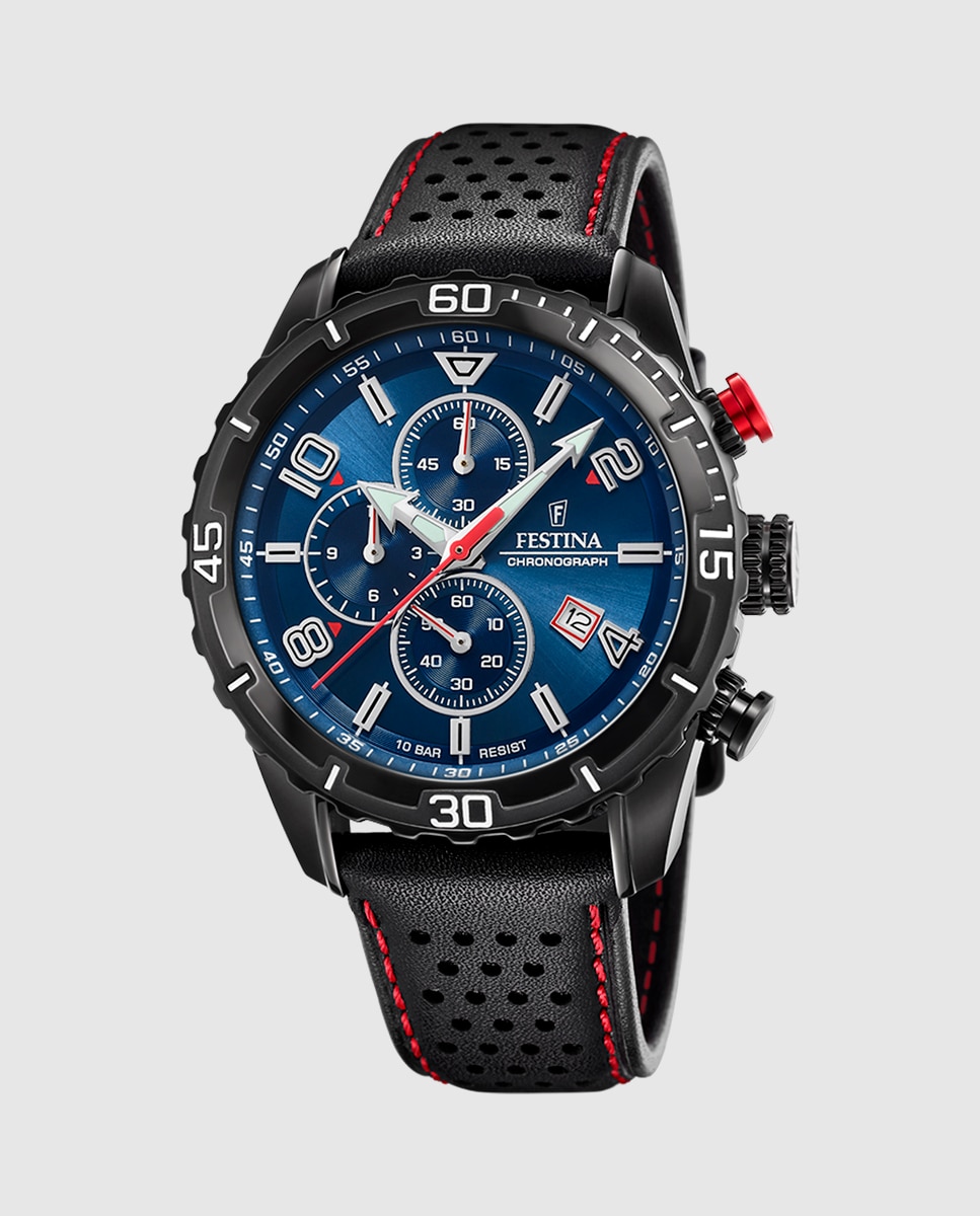 Relógio F20519/2 Chrono Sport de Pele em Preto Preto-1