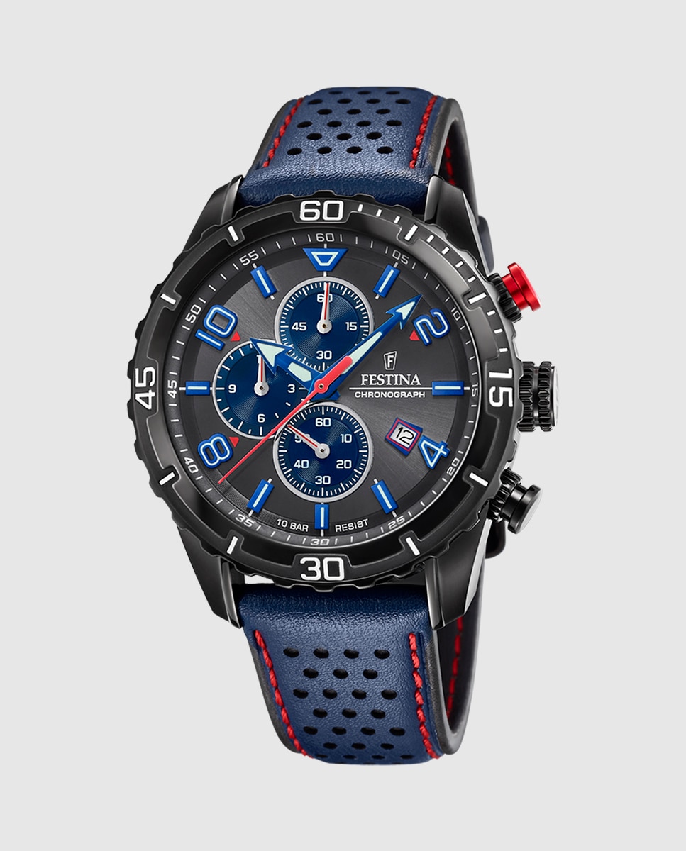 Relógio F20519/3 Chrono Sport de Pele em Azul Azul-1