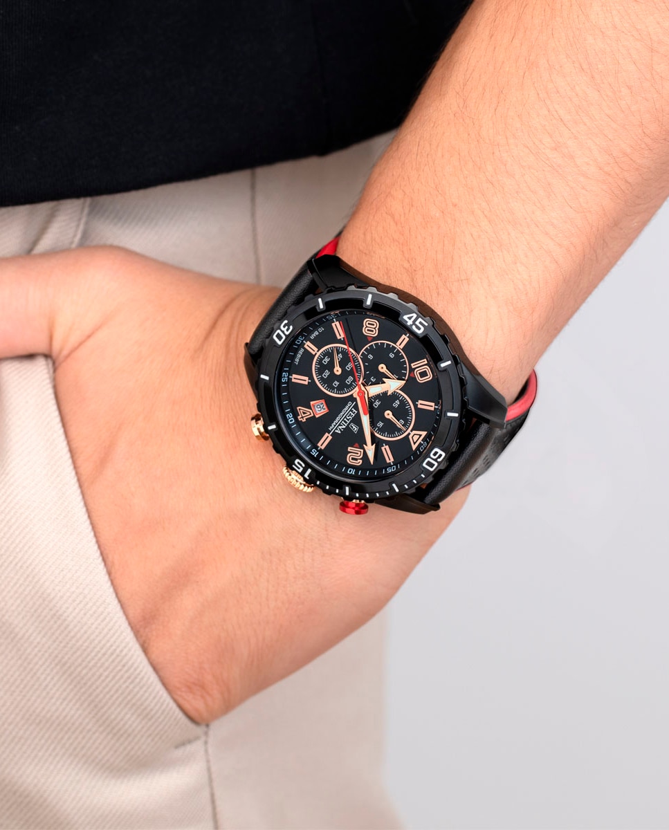 Relógio F20519/4 Chrono Sport de Pele em Preto Preto-2