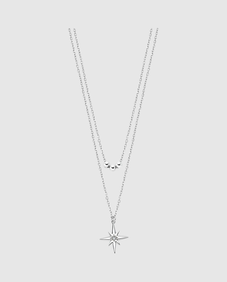 Colar Lotus Silver Lp3048-1/1 Trendy de Prata com Acabamento Brilhante e Bola Prata Prateado-1