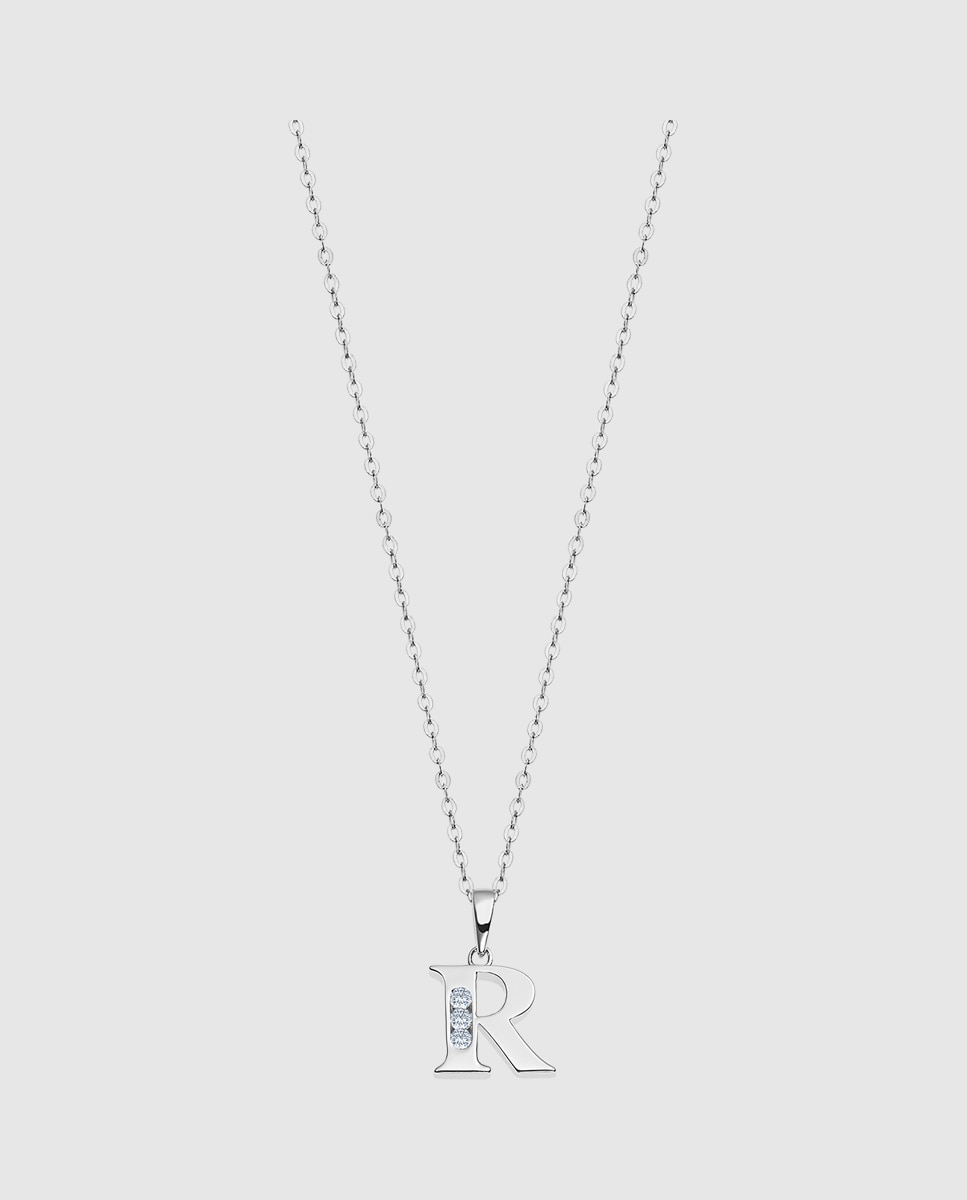 Colar Lotus Silver Lp3054-1/r Letters de Prata com Acabamento Brilhante e Zirconita Prateado-1