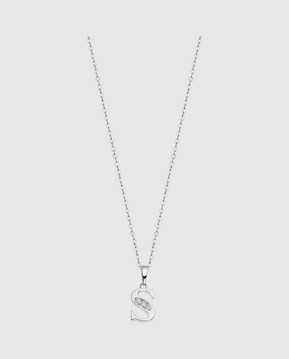 Colar Lotus Silver Lp3054-1/s Letters de Prata com Acabamento Brilhante e Zircónios Branco-1