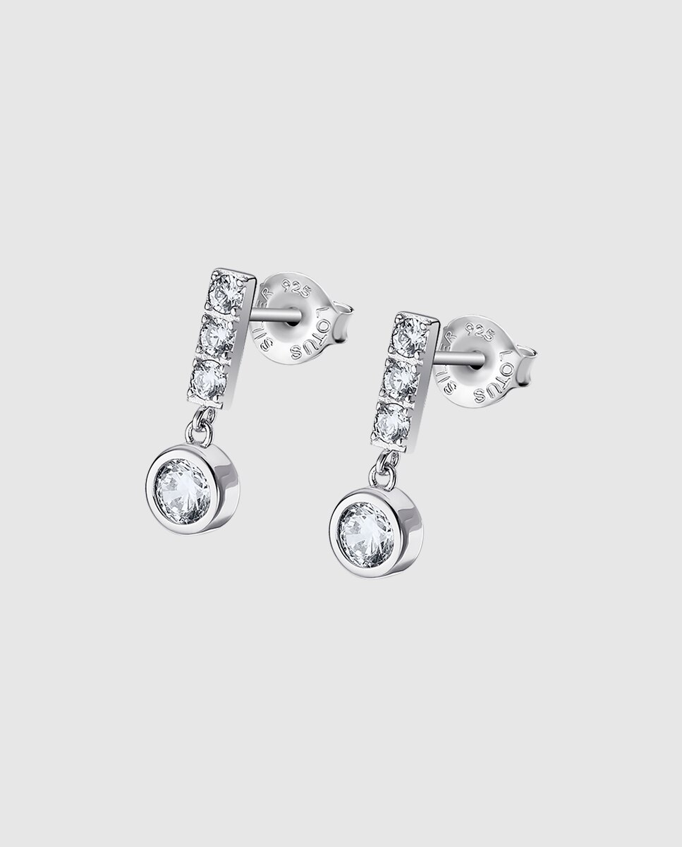 Brincos Lotus Silver Lp3083-4/1 Pure Essential de Prata com Acabamento Brilhante e Zirconita Branco-1
