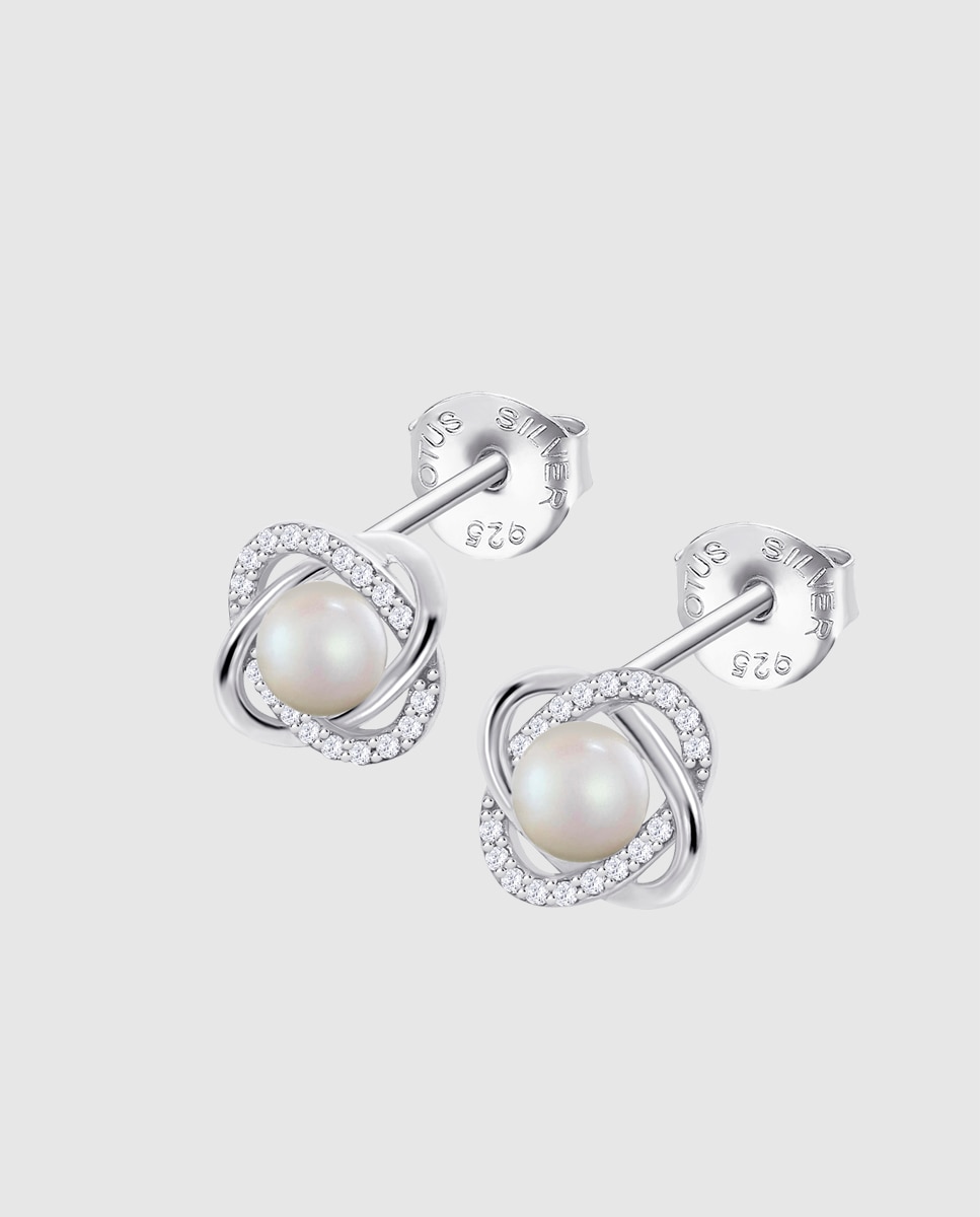 Brincos Lotus Silver Lp3094-4/1 Pearls de Prata com Acabamento Brilhante e Zirconita Branco-1