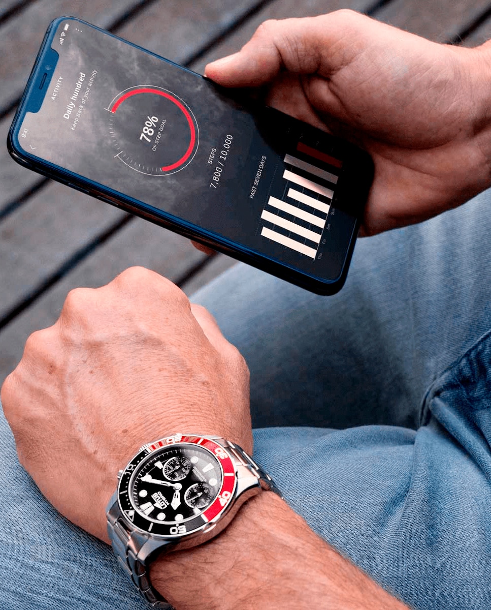 Relógio Tipo Smartwatch 18800 5 Connected de Aço Prateado Prata / Vermelho-4