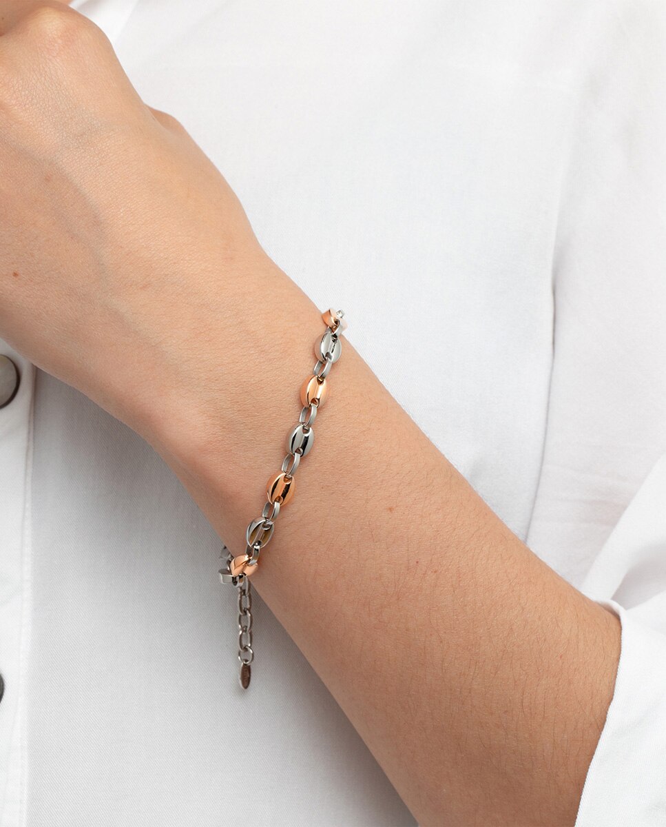 Pulseira de Elos Lotus Style Ls2124-2 3 Urban Woman de Aço Inoxidável com Acabamento Brilhante Prata / Laranja / Carbono-2