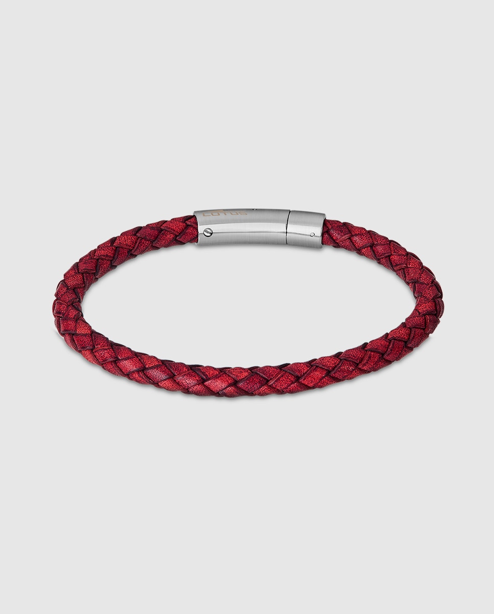 Pulseira Lotus Style Ls2141-2/2 Men Basic de Couro com Acabamento Brilhante Preto / Vermelho-1