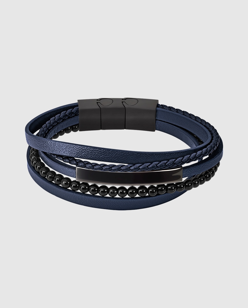 Pulseira Lotus Style Ls2144-2/2 Urban Man de Couro com Acabamento Mate Azul / Preto-1