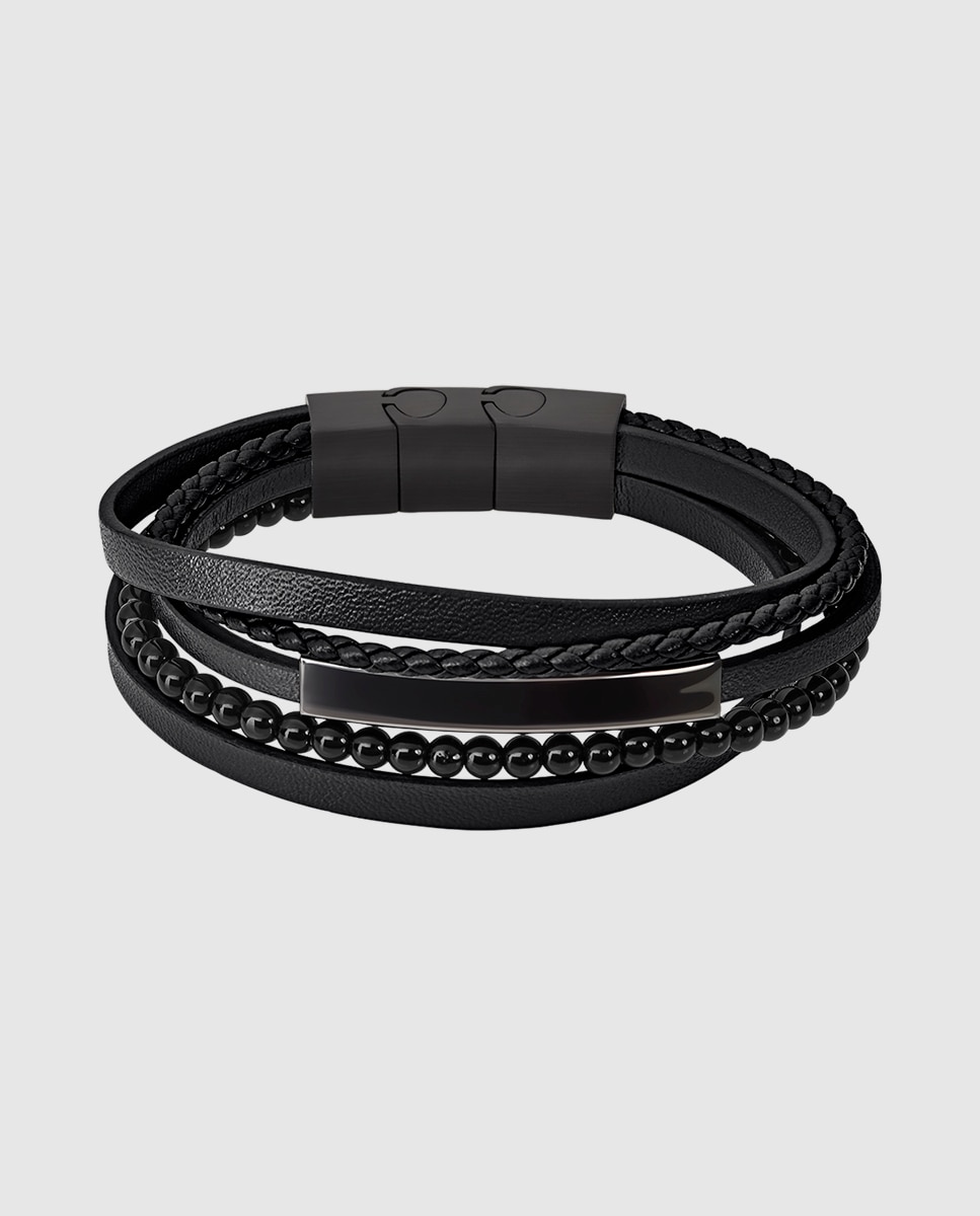 Pulseira Lotus Style Ls2144-2/4 Urban Man de Couro com Acabamento Mate Preto-1