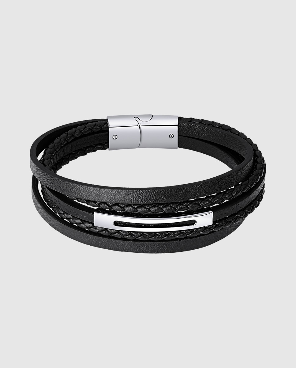 Pulseira Lotus Style Ls2145-2/3 Urban Man de Couro com Acabamento Brilhante Preto-1