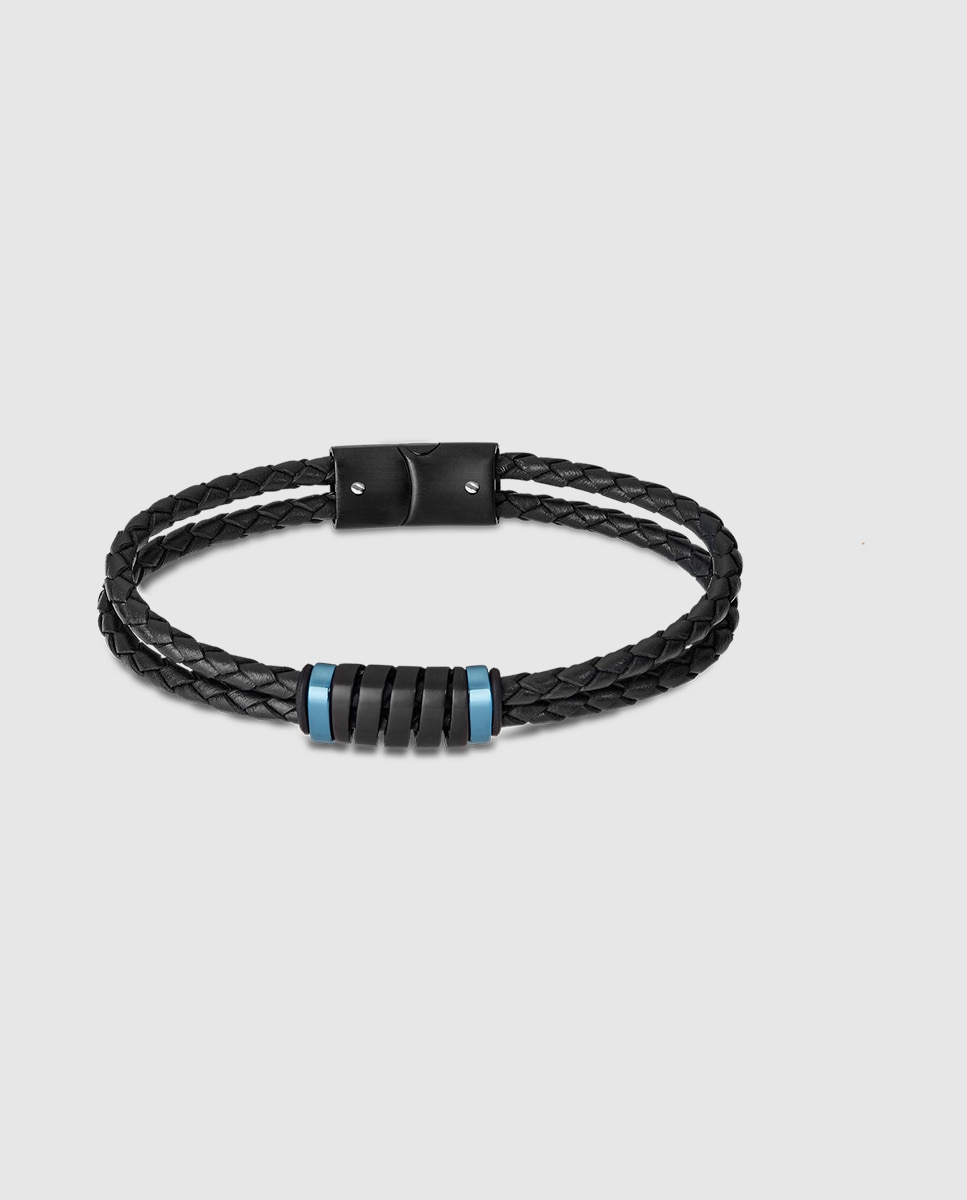 Pulseira Lotus Style Ls2150-2/4 Urban Man de Couro com Acabamento Mate Preto / Azul-1