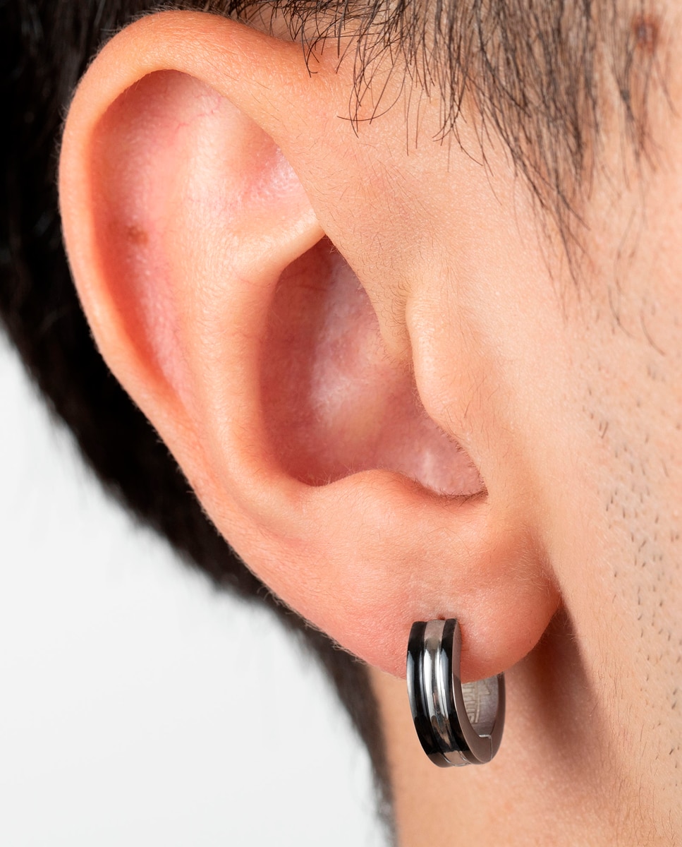 Brincos Lotus Style Ls2151-4/1 Men's Earrings de Aço Inoxidável com Acabamento Brilhante Prateado-2