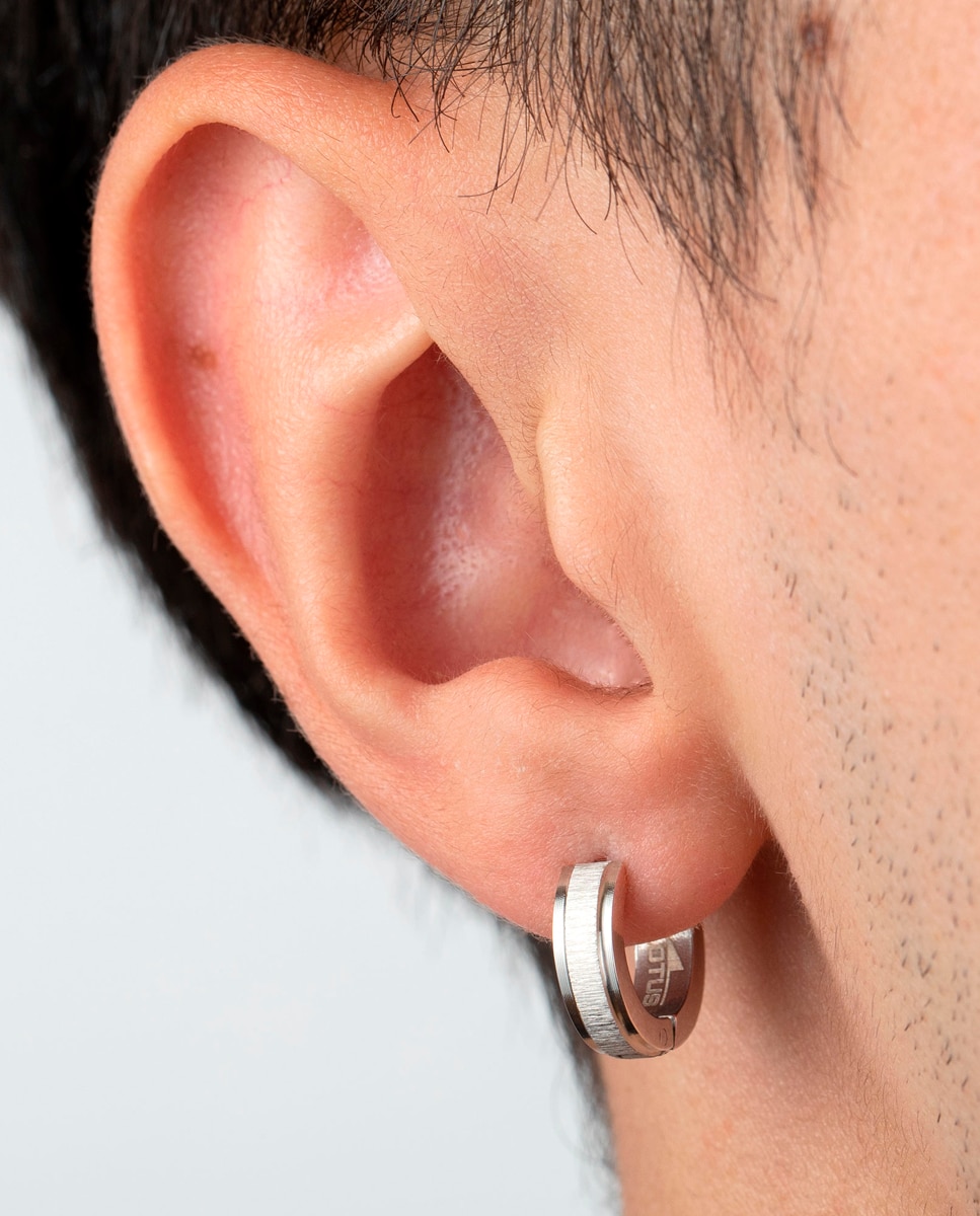 Brincos Lotus Style Ls2152-4/1 Men's Earrings de Aço Inoxidável com Acabamento Mate Prateado-2
