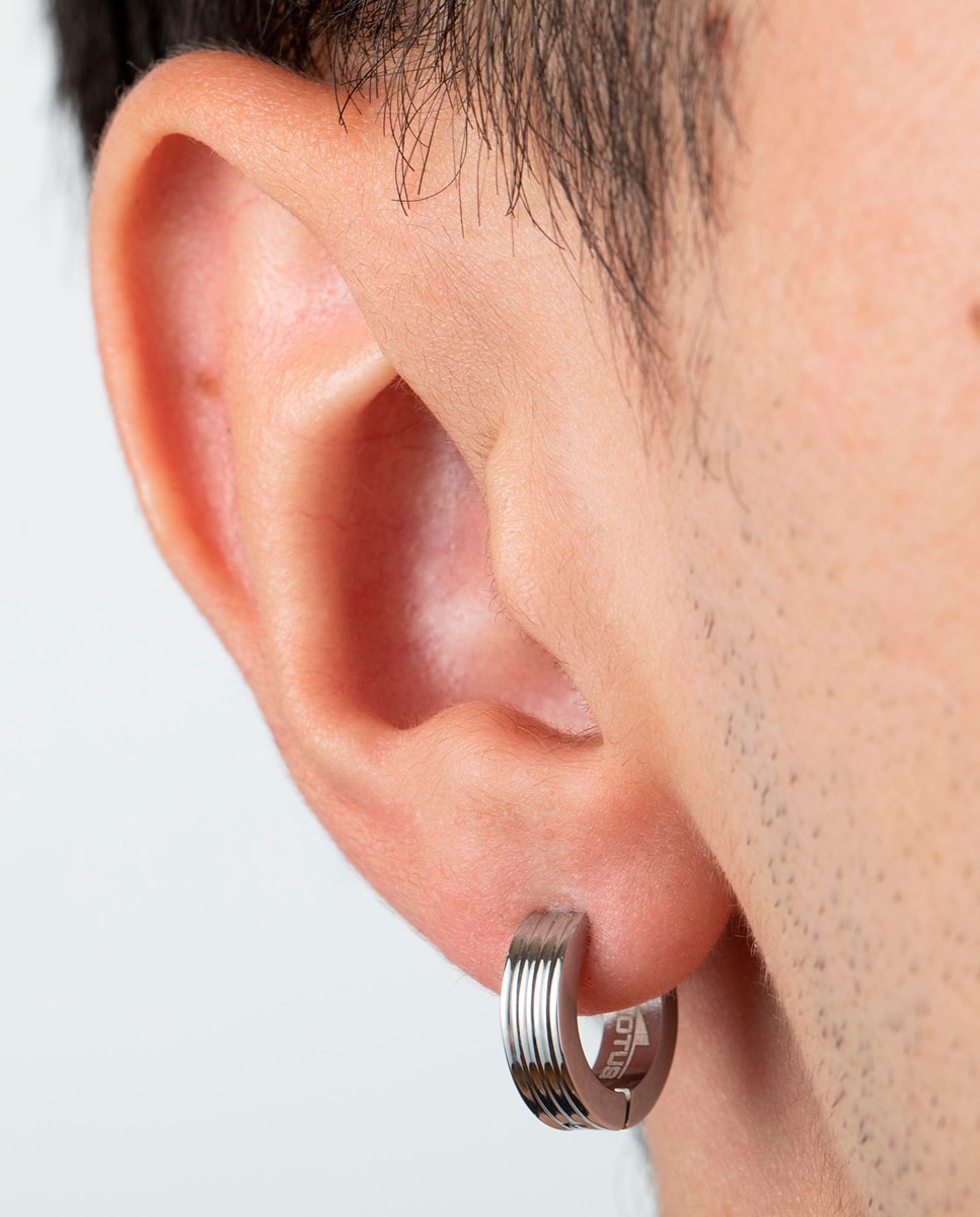 Brincos Lotus Style Ls2154-4/1 Men's Earrings de Aço Inoxidável com Acabamento Brilhante Prateado-2
