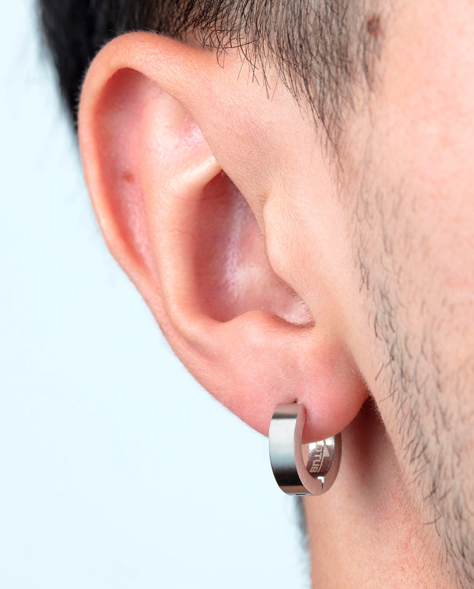 Brincos Lotus Style Ls2160-4/1 Men's Earrings de Aço Inoxidável com Acabamento Brilhante Prateado-2