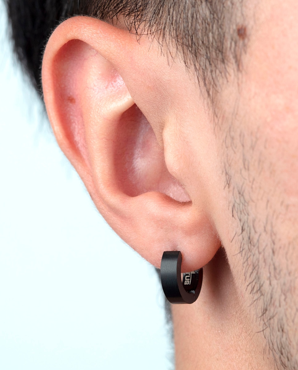 Brinco Lotus Style Ls2160-4/5 Men's Earrings de Aço Inoxidável com Acabamento Brilhante Preto-2