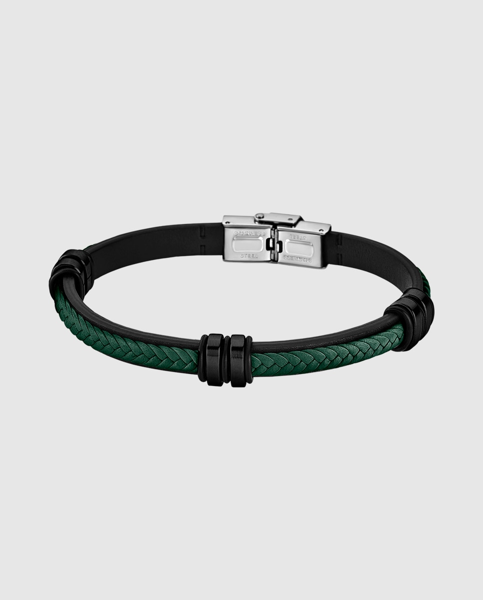 Pulseira Lotus Style Ls1829-2/8 Urban Man de Aço Inoxidável com Acabamento Brilhante Preto / Verde-1
